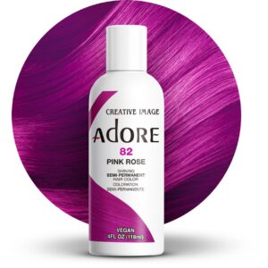 Adore Semi Permanent Hair Color – Vegan and Cruelty-Free Pink Hair Dye – 4 Fl Oz – 082 Pink Rose (Pack of 1)