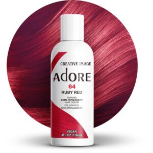 Adore Semi Permanent Hair Color – Vegan and Cruelty-Free Red Hair Dye – 4 Fl Oz – 064 Ruby Red (Pack of 1)