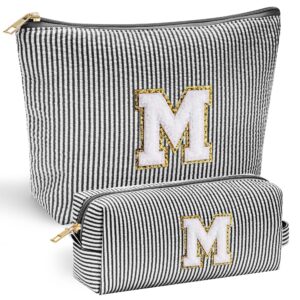 YOOLIFE Mothers Day Gifts – Graduate Gifts for Her Personalized Best Friend Birthday Gifts for Women Her Sister Gifts from Sister Monogram Makeup Bag Cosmetic Bag Toiletry Pouch Make Up Case Black M