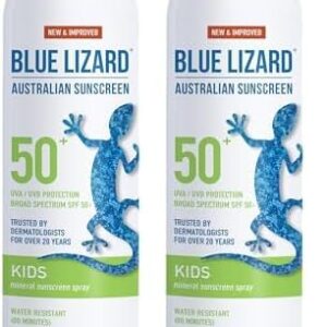 BLUE LIZARD Mineral Sunscreen Kids SPF 50+ Spray, 5 Fl Oz (Pack of 2)