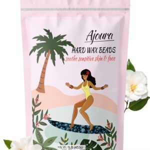 Ajoura Hard Wax Beads, Jasmine Formula for Coarse Hair Removal on Sensitive Skin, Ideal for Face, Brazilian, Bikini, and Underarms, 1lb Refill for Home Wax Kit