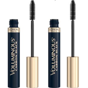 L’Oreal Paris Makeup Voluminous Original Washable Bold Eye Volume Building Mascara, Builds Lashes up to 2X Natural Thickness, Smudge Free, Clump Free, Carbon Black, 2 count