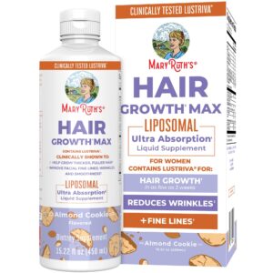 MaryRuth’s Women’s Hair Growth MAX Liposomal | with Lustriva® + Biotin 10000mcg + Pumpkin Seed Oil | Thicker Hair | Hair Care | Wrinkles, Fine Lines, Skin Care | Ages 18+ | 15.22 Fl Oz