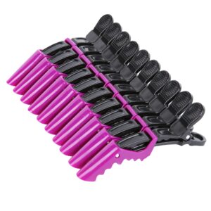 HH&LL Hair Clips for Women – Wide Teeth & Double-Hinged Design – Alligator Styling Sectioning Clips of Professional Hair Salon Quality – 10Pack (Purple)