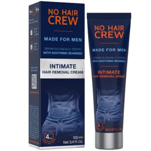 No Hair Crew Intimate/Private At Home Hair Removal Cream for Men – Painless, Flawless, Soothing Depilatory for Unwanted Coarse Male Body Hair, 100ml