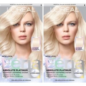 L’Oreal Paris Feria Multi-Faceted Shimmering Permanent Hair Color, Extreme Platinum, Hair Dye Kit, Pack of 2