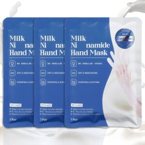 3 Pack Milk Arm & Hand Mask Gloves> Moisturizing Exfoliating Gloves for Dry Cracked Skin> Nourishing Peel-Off Hand Treatment for Men & Women> Home Spa Hydration for Arms and Hands