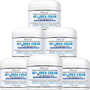 Ebanel Urea Cream 40% plus Salicylic Acid 2%, Foot Cream for Dry Cracked Heels Feet Knees Elbows Hands, Foot Dead Skin Cuticle Callus Remover Toenail Softener, Keratolytic Skin Barrier Repair, 6-Pack