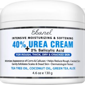 Ebanel Urea Cream 40% plus Salicylic Acid 2%, Foot Cream for Dry Cracked Heels Feet Knees Elbows Hands, Foot Dead Skin Cuticle Callus Remover Toenail Softener, Keratolytic Skin Barrier Repair, 3-Pack