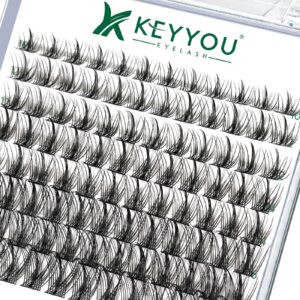 Lash Clusters,96 Pcs Cluster Lashes D Curl 10-18MIX DIY Lash Extensions Eyelash Clusters,KEYYOU Volume Wispy Individual Lashes Soft&Comfortable Easy DIY at Home(Y09,D-10-18MIX)