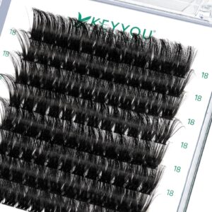 Lash Clusters,96 Pcs Cluster Lashes D Curl 18mm DIY Lash Extensions Eyelash Clusters,KEYYOU Volume Wispy Individual Lashes Soft&Comfortable Easy DIY at Home(Y07,D-18mm)