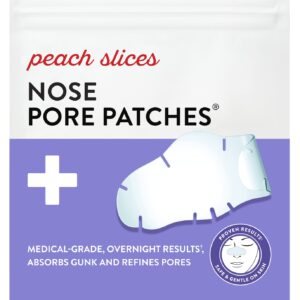 Peach Slices | Nose Pore Patches | Medical-Grade Hydrocolloid | Targets Pores & Pimples | Absorbs Oil Overnight | Vegan | Cruelty-Free | Facial Skin Care Products | 7 Ct
