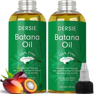 (Pack of 2) Batana Oil for Hair Growth: Dr Sebi Organic Raw Batana Oil from Honduras – 100% Pure & Natural – For Thicker & Stronger Hair – 4 FL OZ Per Bottle