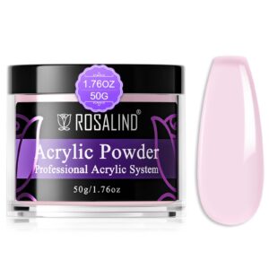 ROSALIND Soft Pink Acrylic Nail Powder> 50g/1.76oz Pink Acrylic Powder for Acrylic Extension Professional Polymer Nail Acrylic Powder Soft Pink Nail Carving French Nail Art Design> No Nail Lamp Needed