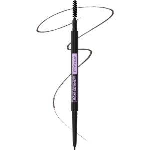 Maybelline Express Brow Ultra Slim Eyebrow Makeup, Brow Pencil with Precision Tip and Spoolie for Defined Eyebrows, Black, 1 Count