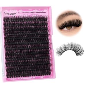 Yawamica Eyelash Clusters Fluffiest Wispy Eyelash Extension 19-25mm Lash Clusters 300D Mega Volume Individual Lashes 240pcs Cluster Lashes DIY Lash Extension by Self for Beginners