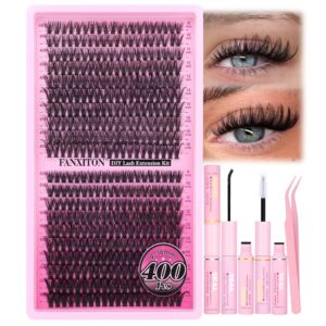 Wispy Lashes Cluster Kit Thick Eye Lash Clusters 40D+50D D 8-16mm Mix Lash Extension Kit Eyelash Clusters Volume Individual Lashes with Lash Bond and Seal and Tweezers