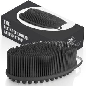Avilana Silicone Body Scrubber – Gentle Shower Brush & Loofah Alternative – Silver-Infused Options – Fast-Drying, Hygienic, BPA-Free Silicone Body Exfoliator for Sensitive Skin, Men & Women