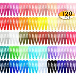 120 Pack Colorful Barrettes, 2 Inch Barrettes Metal Snap Hair Clips Candy Color Hair Accessories for Kids Teens, Toddlers,Women(40 Colors)