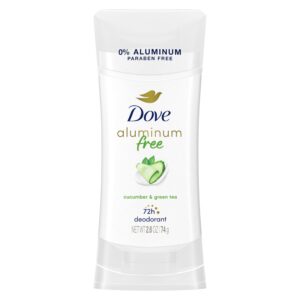 Dove 0% Aluminum Deodorant Stick Non irritating for Underarm Care Cucumber and Green Tea, 2.6 Oz