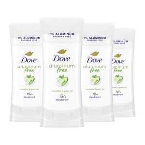 Dove Aluminum Free Deodorant for Women 4 Count Cucumber and Green Tea 72 hour odor protection 2.6 oz