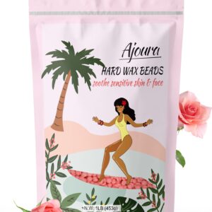 Ajoura Wax Beads for Hair Removal, 1lb Pink Rose Hard Wax for Coarse Hair, Perfect for Brazilian, Bikini, Eyebrow, Legs, Facial, and Full Body Waxing, At-Home Wax Refill for Women and Men
