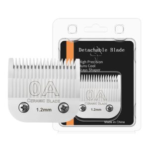 HONGNAL 0A Ceramic Carbon Injection Detachable 1.2mm Scissors Blade Compatible with Ainds, Oster A5, Wahl KM-10 and Other Series Clippers,Size 0A, 3/64 -Inchcut Length Chrome Plated（1.2mm）
