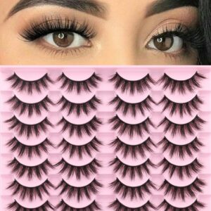 Lashes Wispy Faux Mink Lashes False Eyelashes Natural Look 16mm Eye Lashes 6D Volume Fake Lashes pack by Kiromiro 14 Pairs