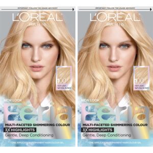 L’Oreal Paris Feria Multi-Faceted Shimmering Permanent Hair Color, 100 Pure Diamond, Hair Dye Kit, Pack of 2