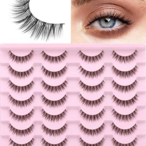 Kiromiro Eyelashes Wispy 10mm False Lashes Natural Look 3D Volume Mink Lashes Short Strip Lashes Pack