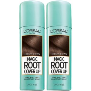 L’Oreal Paris Magic Root Cover Up Gray Concealer Spray Medium Brown 4 oz (2 pack)