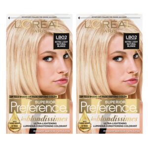 L’Oreal Paris Superior Preference Fade-Defying + Shine Permanent Hair Color, Extra Light Natural Blonde, Pack of 2, Hair Dye