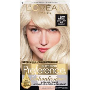 L’Oréal Paris Superior Preference Fade-Defying + Shine Permanent Hair Color, LB01 Extra Light Ash Blonde, Hair Dye Kit (Pack of 1)