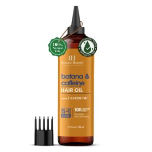 Botanic Hearth Batana & Caffeine Hair Oil (6.7 fl oz) | Revitalizing and Strengthening Hair Treatment for Fuller, Healthier-Looking Hair | Paraben Free | Suitable for All Hair Types