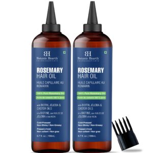 Botanic Hearth 100% Pure Rosemary Oil for Hair Growth (6.7 fl oz, Pack of 2) | Infused with Biotin, Jojoba Oil & Castor Oil | Hair Strengthening Treatment | Nourishing & Volumizing | Non GMO Verified