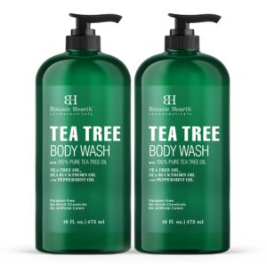 Botanic Hearth Tea Tree Body Wash – 16 fl oz – Helps Soothe Itchy, Dry Skin, Antifungal Body Wash with 100% Pure Tea Tree Oil – Sulfate Free, Paraben Free, for Men and Women Set of 2