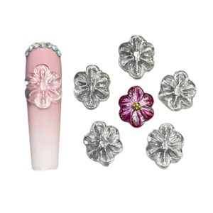Set 10Pcs Gel 3D Flowers Nails Charms Plain No Rhinestone Gems Handmade by Gel, Design For Medium & Long Nail, 3D Flower Nail Art Floral Salon Decor For Women(Medium, Daisy – Clear)