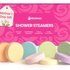 SEONNIX Shower Steamers Aromatherapy, 8 Pack Shower Bombs Relaxation Birthday Gifts for Women, Mother’s Day Gifts for Her, Stress Relief & Self Care, Natural Fragrance Essential Oils Spa Gifts