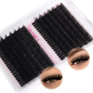 Yawamica Wispy Eyelash Clusters 12-18mm Mix 80D 100D Volume Fluffier Cluster Lashes D Curly Lash Clusters 280PCS Individual Lashes DIY Lash Extension by Self