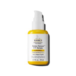 Kiehl’s Better Screen UV Serum SPF 50+, Invisible Facial Sunscreen with Collagen Peptide, UV Filters to Shield UVA & UVB, Helps Correct Visible Signs of Aging, Boosts Skin Radiance – 1.7 fl oz