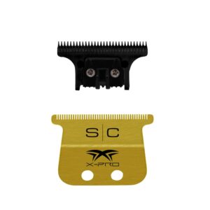 Stylecraft Replacement Fixed Gold Titanium X-Pro Wide Hair Trimmer Blade with Black Diamond Carbon DLC The One Cutter Set