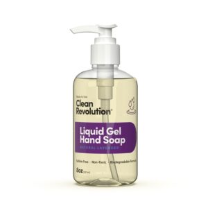 Clean Revolution Liquid Gel Hand Soap, Silky Rich Liquid, Quick Lather, Fast Rinsing, Contains Real Essential Oils (Natural Lavender) 8 Fl Oz