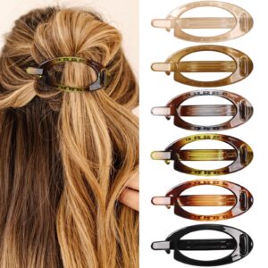 French Concord Hair Clips Claw – 6Pcs Side Slid Flat Hair Clips for Volume Strong Hold No Slip Grip Hair Claw Clips for Women Girls Thick Thin Hair (Tortoiseshell(Small,3.35 inches))