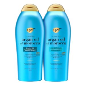OGX Renewing + Argan Oil of Morocco Shampoo and Conditioner Set, Sulfate-Free Surfactants Shampoo and Conditioner, Restore Strength, Shine and Softness, 25.4 FL OZ (Pack of 2)