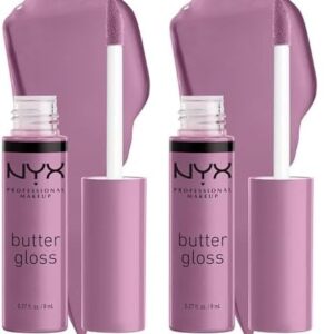 NYX PROFESSIONAL MAKEUP Butter Gloss, Non-Sticky Lip Gloss – Marshmallow (Muted Lilac) (Pack of 2)