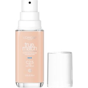 L’Oreal Paris True Match Super-Blendable Foundation, Medium Coverage Liquid Foundation Makeup, C2.5, Light Medium, 1 Fl Oz