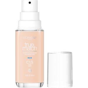L’Oreal Paris True Match Super-Blendable Foundation, Medium Coverage Liquid Foundation Makeup, C1.5, Light, 1 Fl Oz