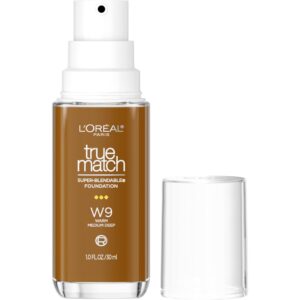 L’Oreal Paris True Match Super-Blendable Foundation, Medium Coverage Liquid Foundation Makeup, W9, Medium Deep, 1 Fl Oz