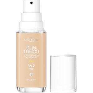 L’Oreal Paris True Match Super-Blendable Foundation, Medium Coverage Liquid Foundation Makeup, W2, Light, 1 Fl Oz