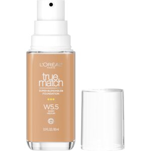 L’Oreal Paris True Match Super-Blendable Foundation, Medium Coverage Liquid Foundation Makeup, W5.5, Medium, 1 Fl Oz